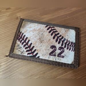 Source Unknown Baseball Print Card Holder - Brown and White